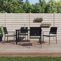 Garden Dining Set with Cushions Poly Rattan and Steel