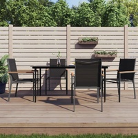 Garden Dining Set Black Textilene and Steel