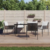 Garden Dining Set with Cushions Poly Rattan and Steel