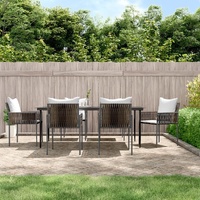 Garden Dining Set with Cushions Poly Rattan and Steel
