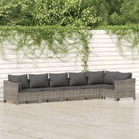 Garden Lounge Set with Cushions Grey Poly Rattan