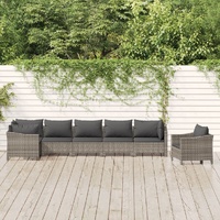 Garden Lounge Set with Cushions Grey Poly Rattan