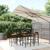 Garden Bar Set Poly Rattan& Solid Wood Acacia