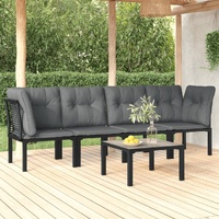 Garden Lounge Set Black and Grey Poly Rattan
