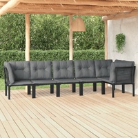 Garden Lounge Set Black and Grey Poly Rattan