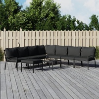 Garden Lounge Set with Grey Cushions Steel