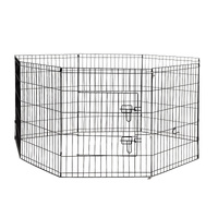 8 Panel Playpen Puppy Exercise Fence Cage Enclosure Pets Black All Sizes - 36" - Black