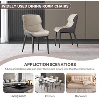 Orange Brown Italian Minimal List Dining Chairs PU Retro Chair Cafe Kitchen Modern Metal Legs x2