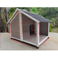 L Timber Pet Dog Kennel House Puppy Wooden Timber Cabin 130x105x100cm Grey