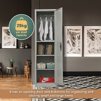 Single-Door Metal Tall Cabinet Shelf Storage for Home Office Gym