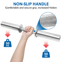 Olympic Barbell Bar 50cm Heavy Duty Dumbbell Handles Pair of Steel 100kg Weight Capacity with Spring Collars for 2" Olympic Weight Plate Strength Trai
