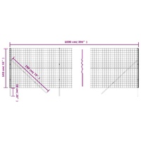 Wire Mesh Fence Anthracite 1.4x10 m Galvanised Steel