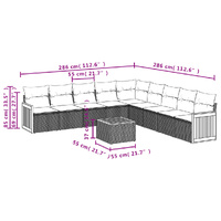 10 Piece Garden Sofa Set with Cushions Grey Poly Rattan