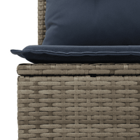 5 Piece Garden Sofa Set with Cushions Grey Poly Rattan