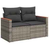 10 Piece Garden Sofa Set with Cushions Grey Poly Rattan