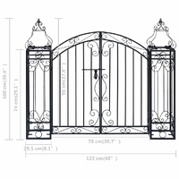 Ornamental Garden Gate Wrought Iron 122x20.5x100 cm
