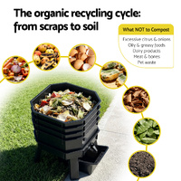 Gardeon Compost Bin 4-Tray Stackable Worm Farm Composter with Liquid Fertiliser Tap