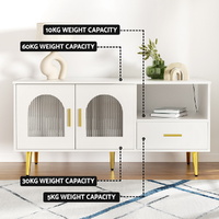 LED Coffee Table Shelf Drawer Storage White