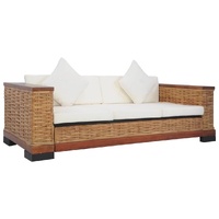Sofa Set with Cushions Brown Natural Rattan