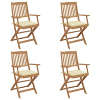 Folding Garden Chairs with Cushions Solid Wood Acacia