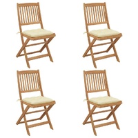 Folding Garden Chairs with Cushions Solid Wood Acacia