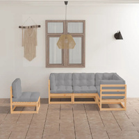 5 Piece Garden Lounge Set Solid Pinewood