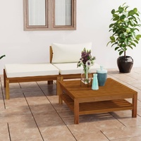 Corner Sofas with Cushions Solid Acacia Wood