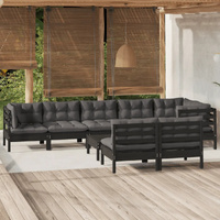 9 Piece Garden Lounge Set with Cushions Solid Pinewood