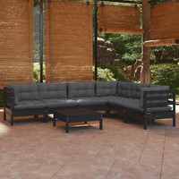 7 Piece Garden Lounge Set with Cushions Solid Pinewood