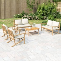 Garden Lounge Set with Cushions Bamboo