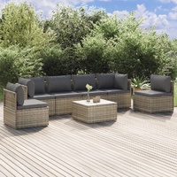 Garden Lounge Set with Cushions Grey Poly Rattan