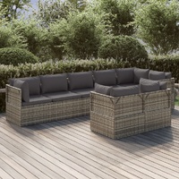 Garden Lounge Set with Cushions Grey Poly Rattan