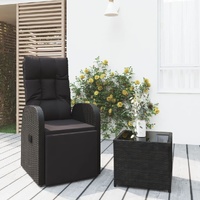 Garden Lounge Set Black Poly Rattan&Solid Wood Acacia