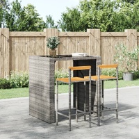 Bar Stools Poly Rattan and Solid Wood Acacia
