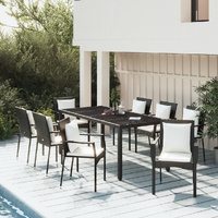 Garden Dining Set with Cushions Poly Rattan