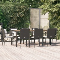 Garden Dining Set with Cushions Poly Rattan