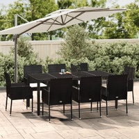 Garden Dining Set with Cushions Poly Rattan