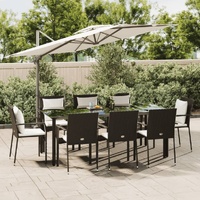 Garden Dining Set with Cushions Poly Rattan