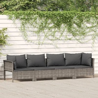 Garden Lounge Set with Cushions Grey Poly Rattan