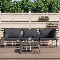 Garden Lounge Set with Cushions Anthracite Poly Rattan