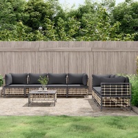 Garden Lounge Set with Cushions Anthracite Poly Rattan