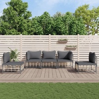 Garden Lounge Set with Cushions Anthracite Poly Rattan