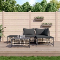Garden Lounge Set with Cushions Anthracite Poly Rattan