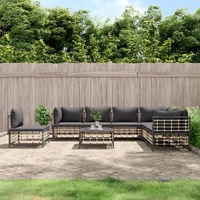 Garden Lounge Set with Cushions Anthracite Poly Rattan