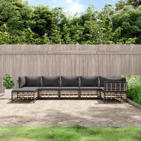 Garden Lounge Set with Cushions Anthracite Poly Rattan