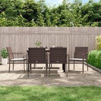 Garden Dining Set with Cushions Poly Rattan and Steel
