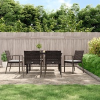 Garden Dining Set with Cushions Poly Rattan and Steel
