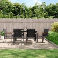 Garden Dining Set Black Textilene and Steel