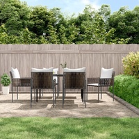 Garden Dining Set with Cushions Poly Rattan and Steel