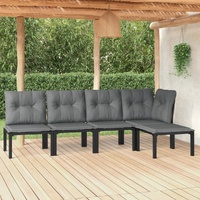 Garden Lounge Set Black and Grey Poly Rattan